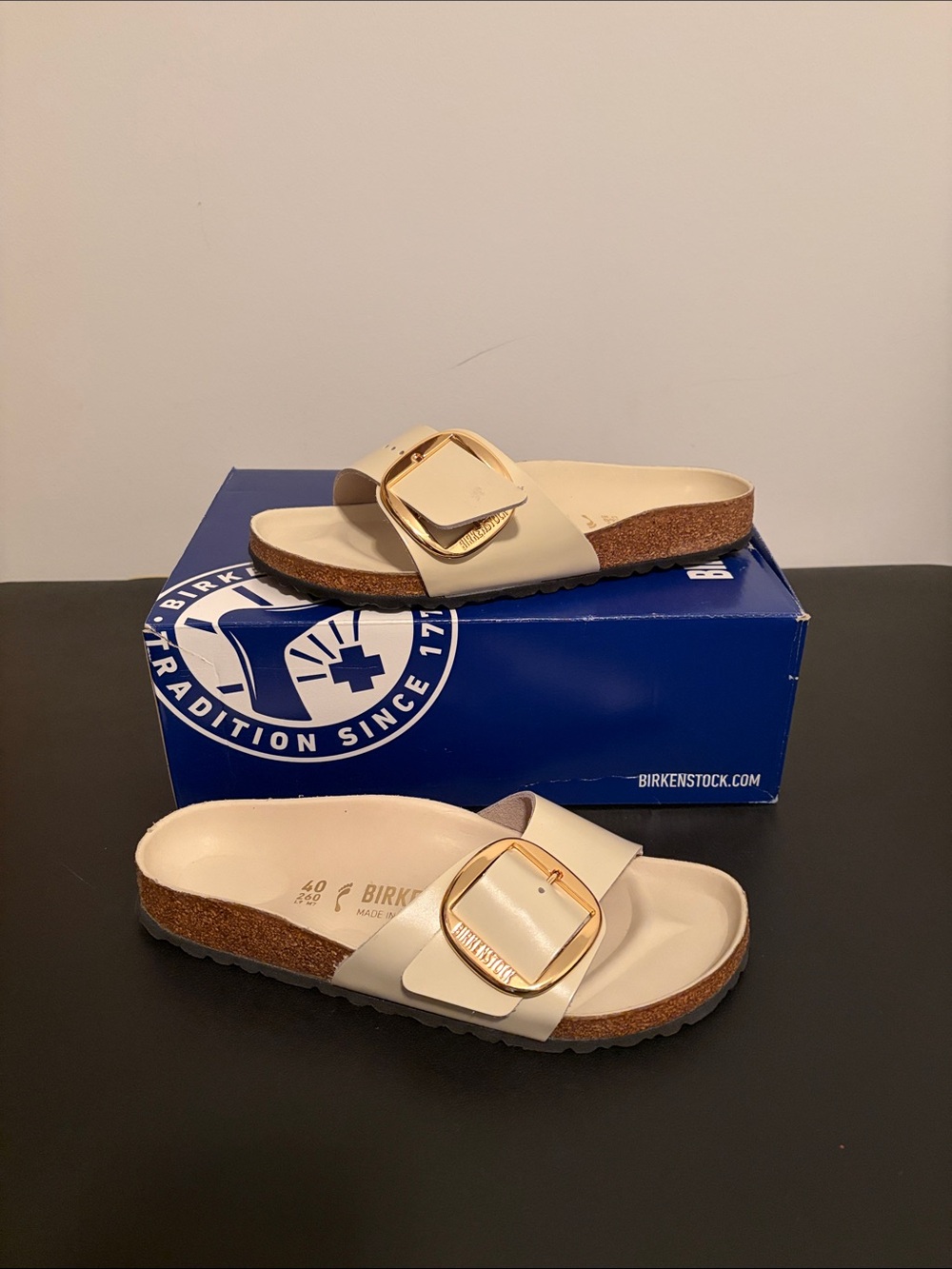Birkenstock Madrid Big Buckle  Ecru Women’s 9 new